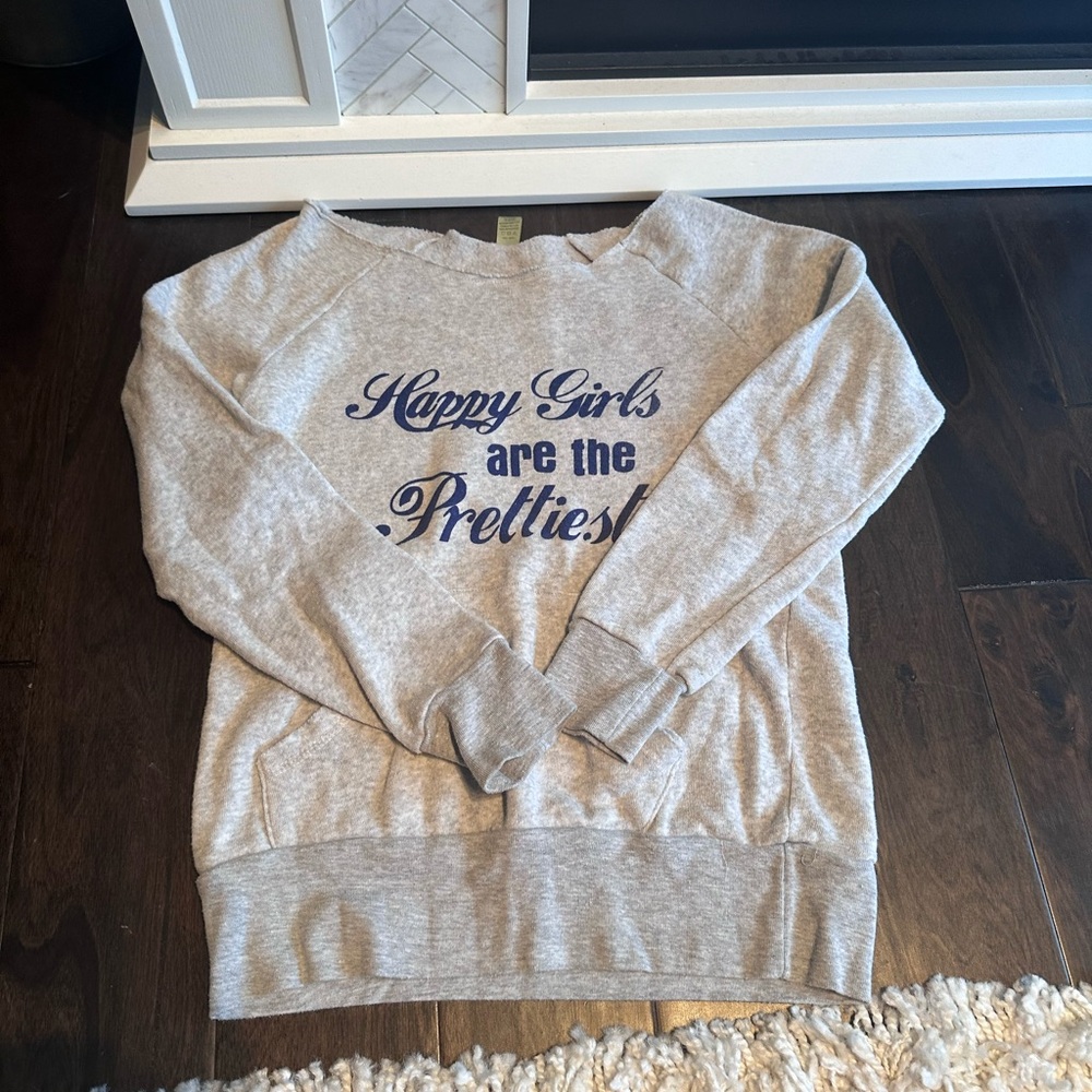 Alternative Gray Crewneck Sweater with Navy Text